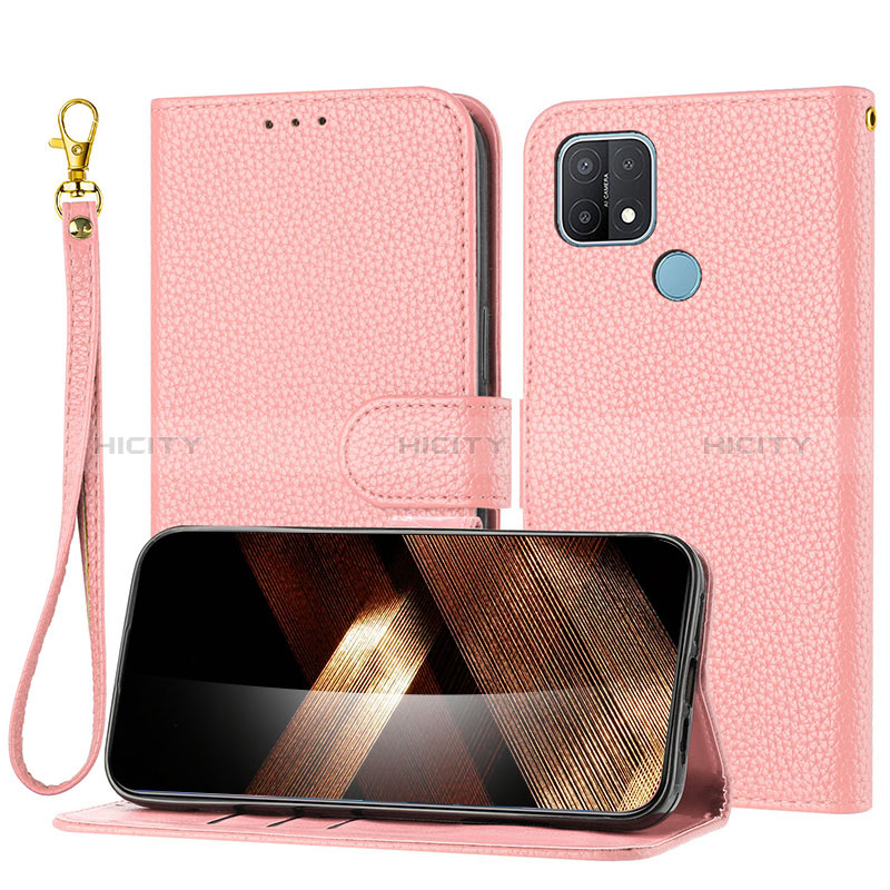 Coque Portefeuille Livre Cuir Etui Clapet Y09X pour Oppo A15 Or Rose Plus