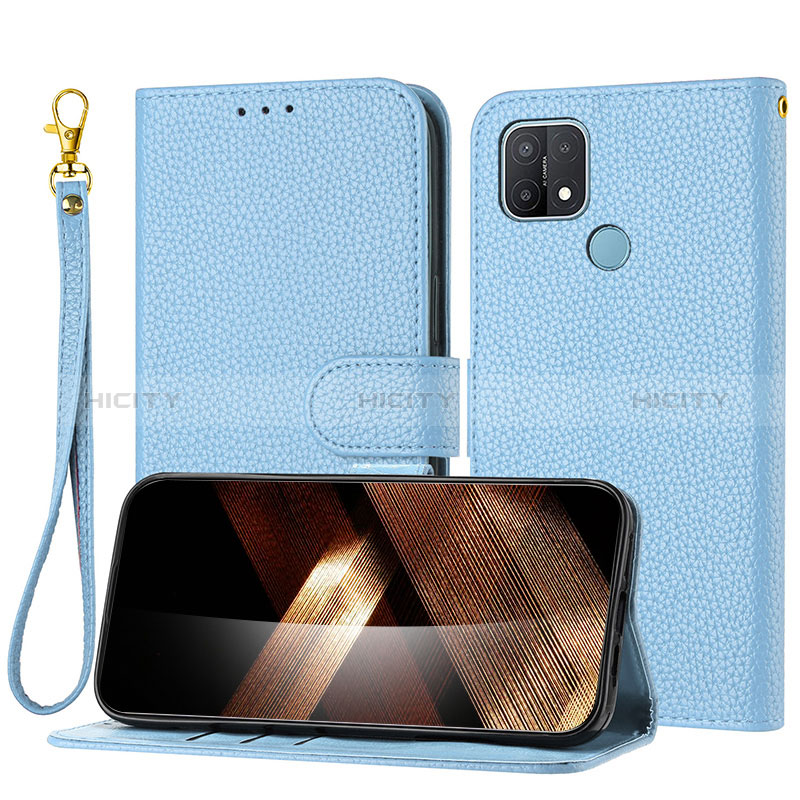 Coque Portefeuille Livre Cuir Etui Clapet Y09X pour Oppo A35 Bleu Plus