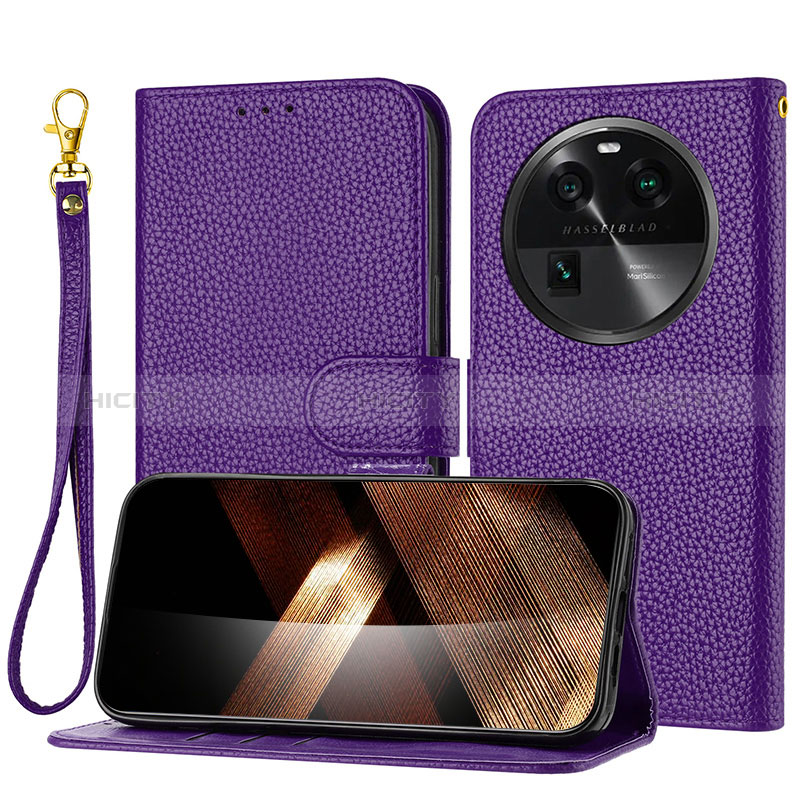 Coque Portefeuille Livre Cuir Etui Clapet Y09X pour Oppo Find X6 5G Violet Plus