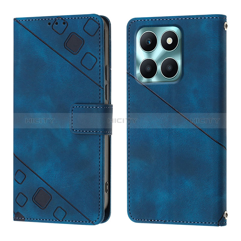 Coque Portefeuille Livre Cuir Etui Clapet YB1 pour Huawei Honor X8b Bleu Plus