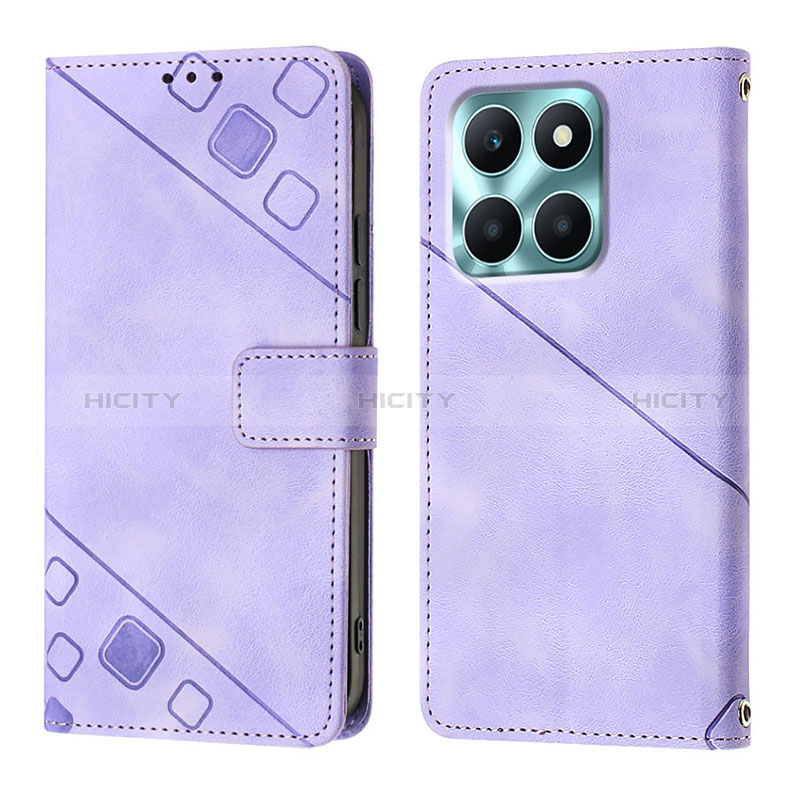 Coque Portefeuille Livre Cuir Etui Clapet YB1 pour Huawei Honor X8b Violet Plus