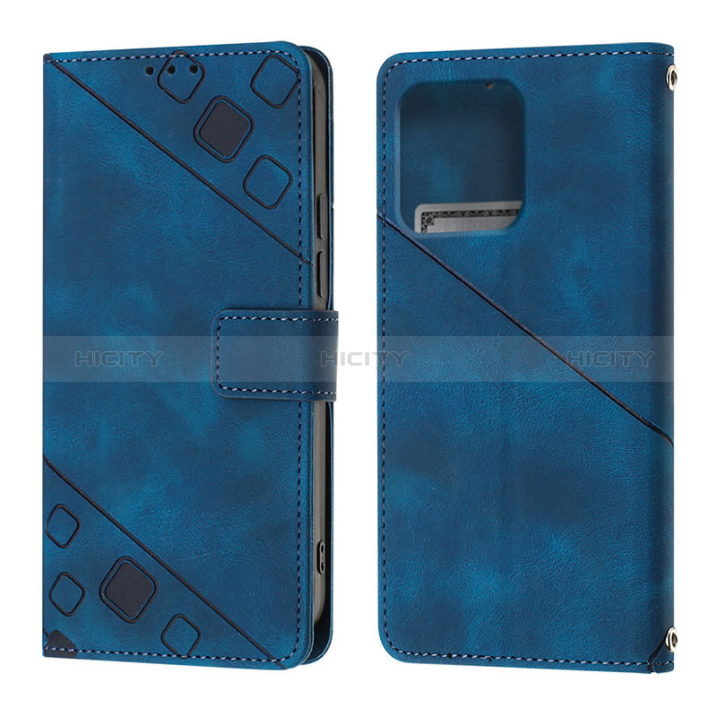 Coque Portefeuille Livre Cuir Etui Clapet YB1 pour Motorola Moto Edge Plus (2023) 5G Bleu Plus