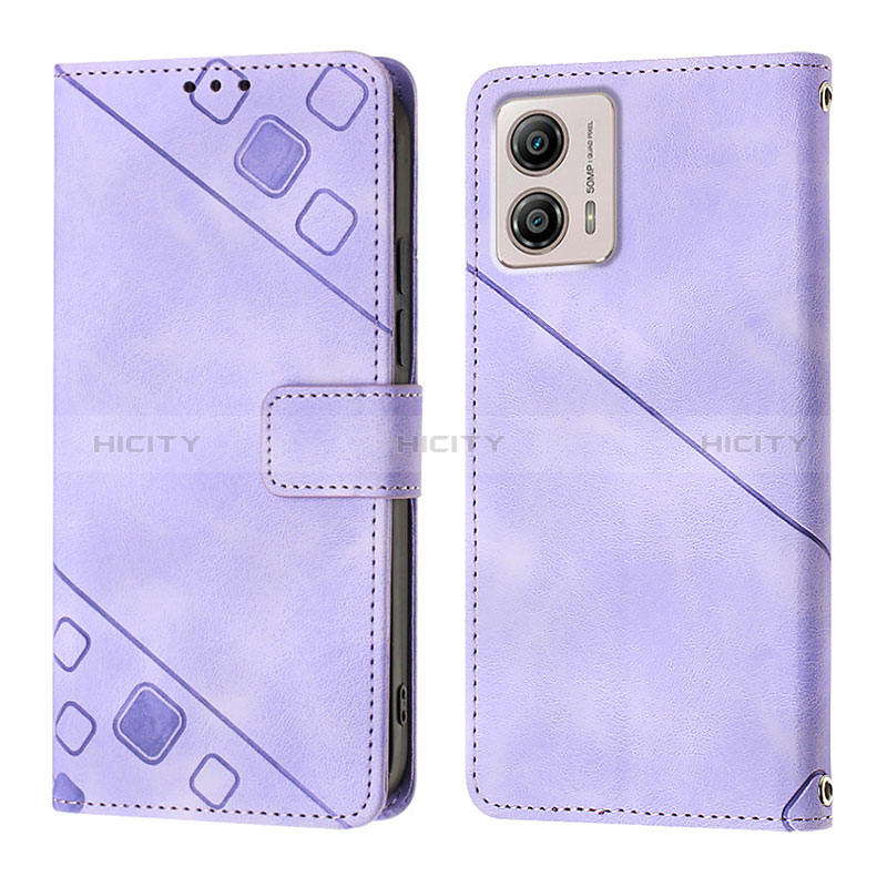 Coque Portefeuille Livre Cuir Etui Clapet YB1 pour Motorola Moto G53j 5G Violet Plus