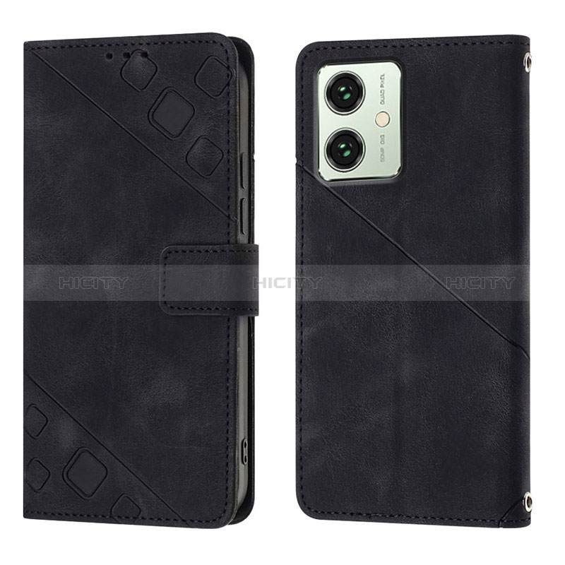 Coque Portefeuille Livre Cuir Etui Clapet YB1 pour Motorola Moto G54 5G Noir Plus