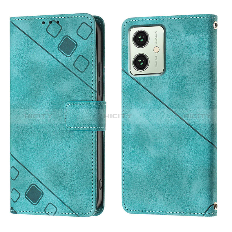 Coque Portefeuille Livre Cuir Etui Clapet YB1 pour Motorola Moto G54 5G Vert Plus