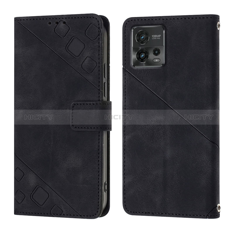 Coque Portefeuille Livre Cuir Etui Clapet YB1 pour Motorola Moto G72 Noir Plus