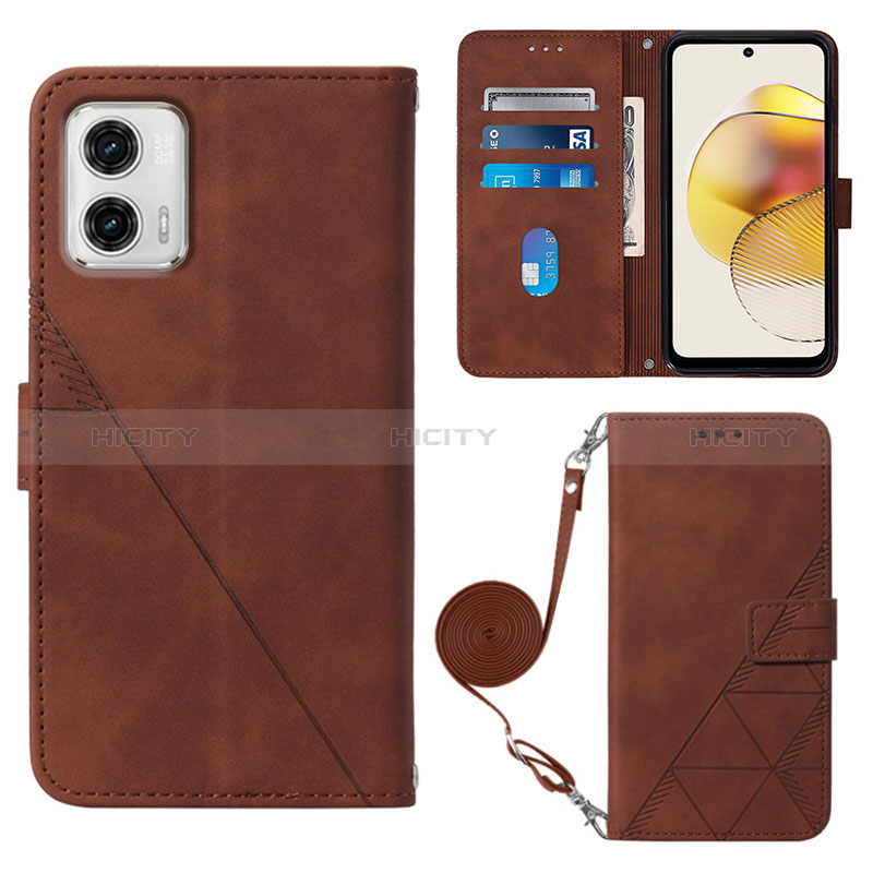 Coque Portefeuille Livre Cuir Etui Clapet YB1 pour Motorola Moto G73 5G Marron Plus