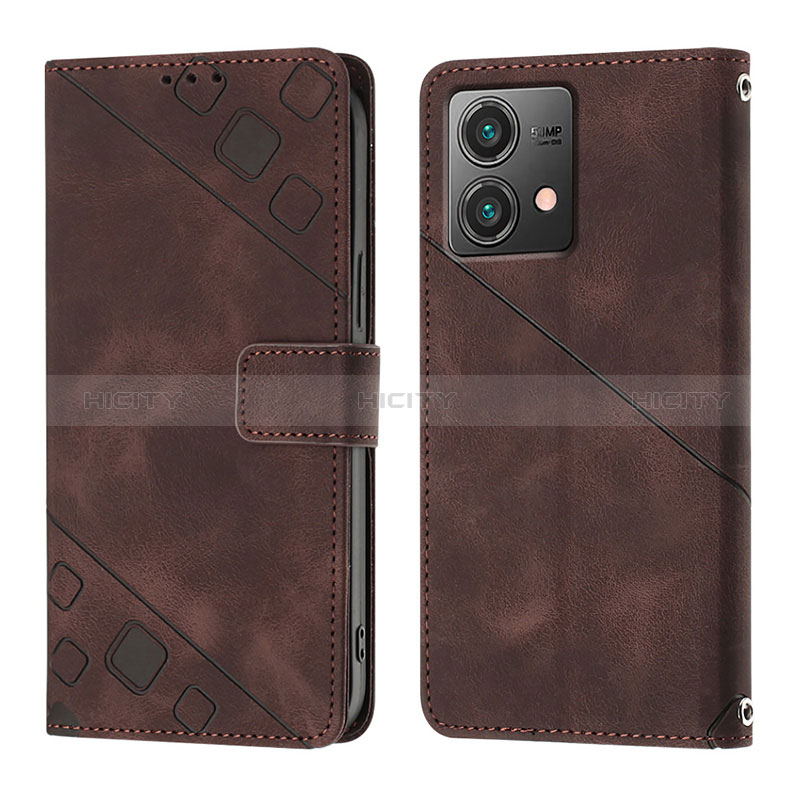 Coque Portefeuille Livre Cuir Etui Clapet YB1 pour Motorola Moto G84 5G Marron Plus