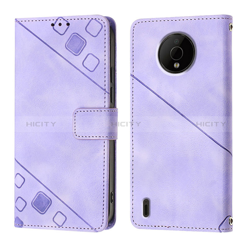 Coque Portefeuille Livre Cuir Etui Clapet YB1 pour Nokia C200 Violet Plus