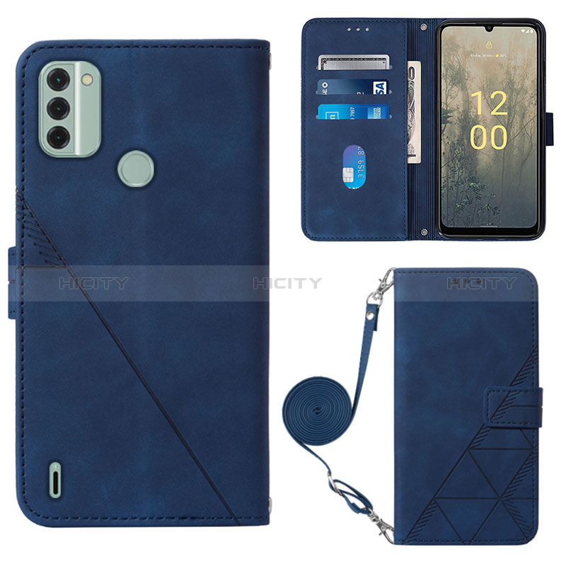 Coque Portefeuille Livre Cuir Etui Clapet YB1 pour Nokia C31 Bleu Plus