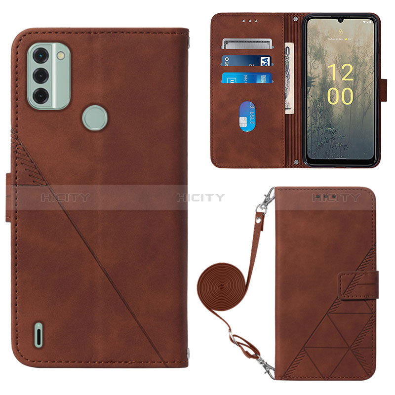 Coque Portefeuille Livre Cuir Etui Clapet YB1 pour Nokia C31 Marron Plus