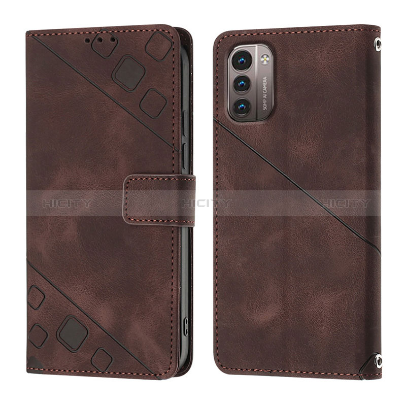 Coque Portefeuille Livre Cuir Etui Clapet YB1 pour Nokia G11 Marron Plus