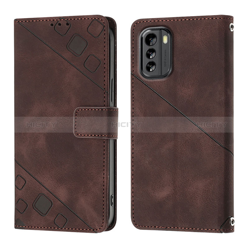 Coque Portefeuille Livre Cuir Etui Clapet YB1 pour Nokia G60 5G Marron Plus