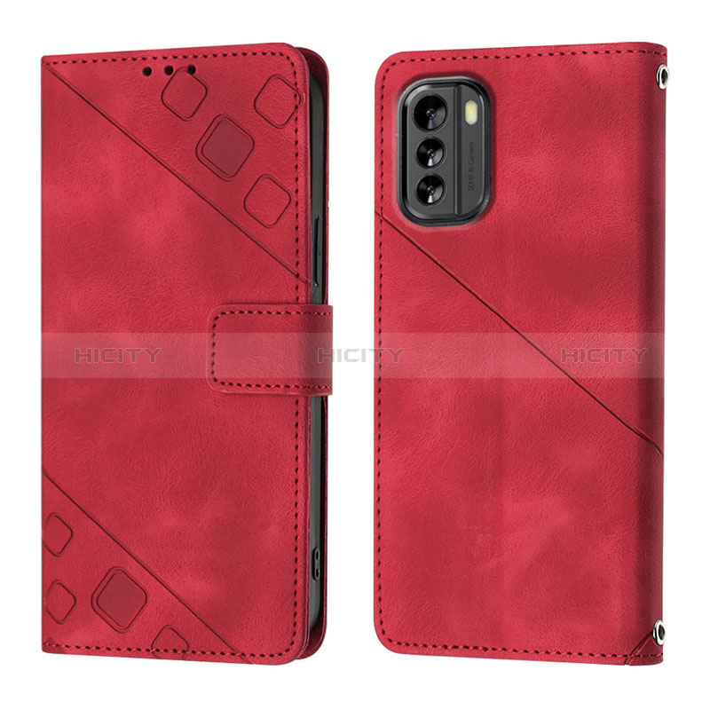 Coque Portefeuille Livre Cuir Etui Clapet YB1 pour Nokia G60 5G Rouge Plus