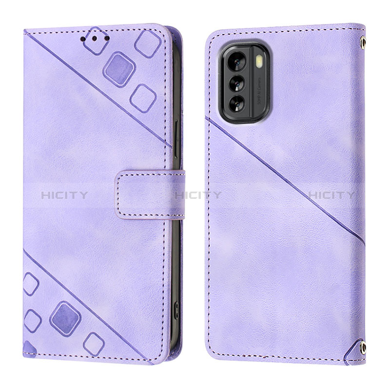 Coque Portefeuille Livre Cuir Etui Clapet YB1 pour Nokia G60 5G Violet Plus