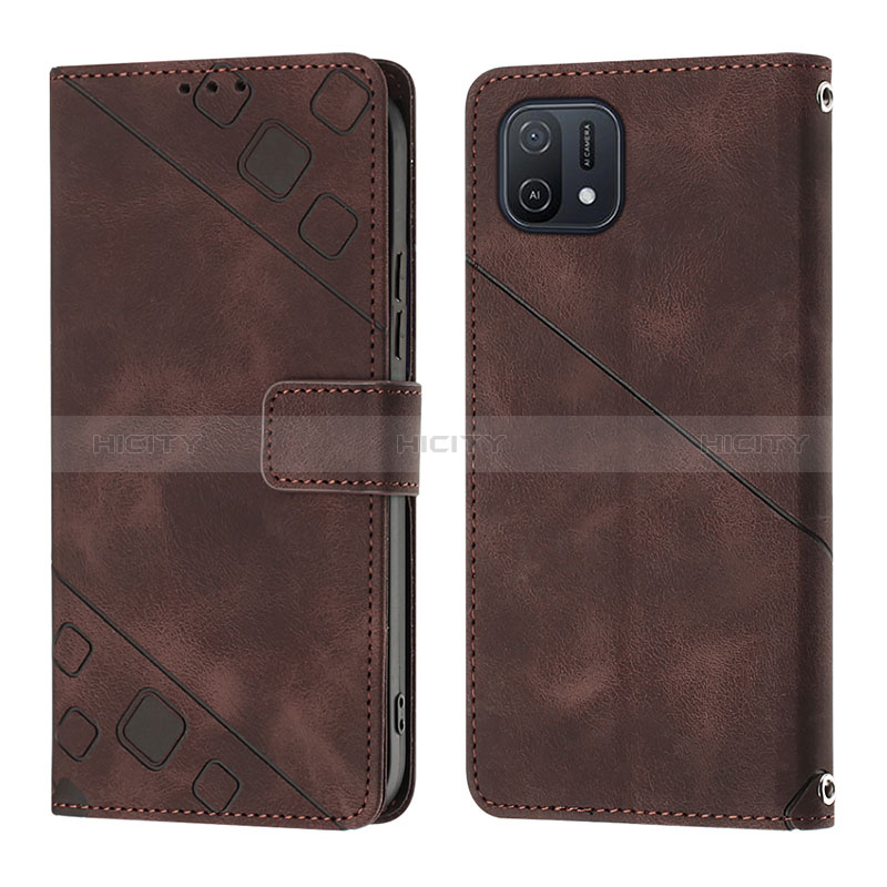 Coque Portefeuille Livre Cuir Etui Clapet YB1 pour Oppo A16K Marron Plus