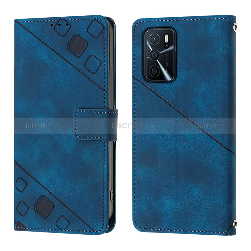 Coque Portefeuille Livre Cuir Etui Clapet YB1 pour Oppo A16s Bleu Plus