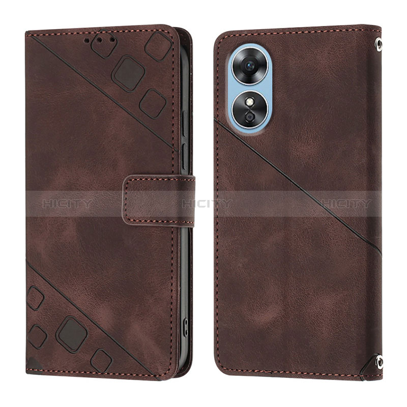 Coque Portefeuille Livre Cuir Etui Clapet YB1 pour Oppo A17 Marron Plus