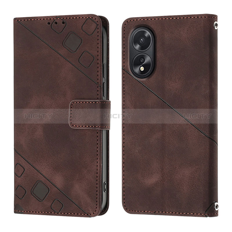 Coque Portefeuille Livre Cuir Etui Clapet YB1 pour Oppo A18 Marron Plus