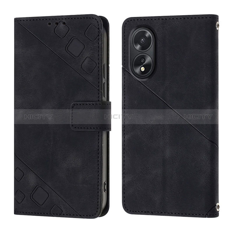 Coque Portefeuille Livre Cuir Etui Clapet YB1 pour Oppo A18 Noir Plus