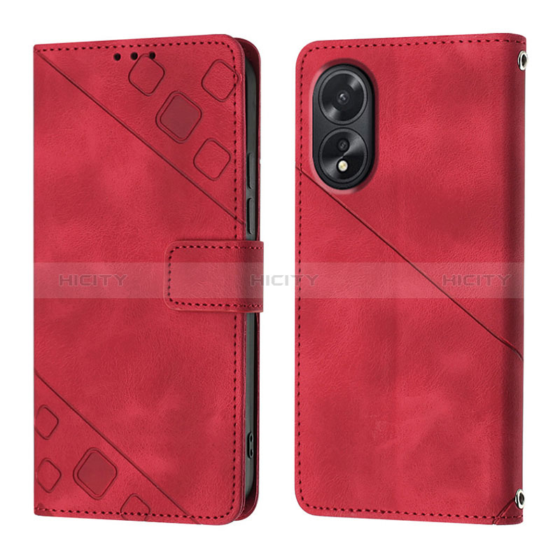 Coque Portefeuille Livre Cuir Etui Clapet YB1 pour Oppo A18 Rouge Plus