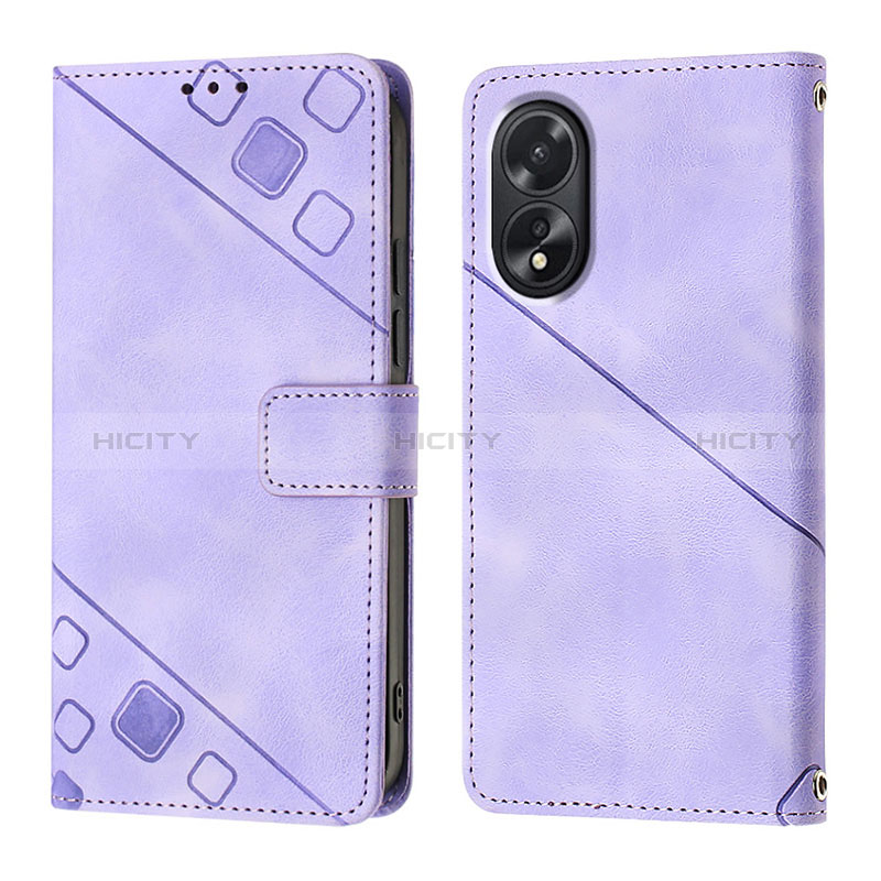 Coque Portefeuille Livre Cuir Etui Clapet YB1 pour Oppo A18 Violet Plus