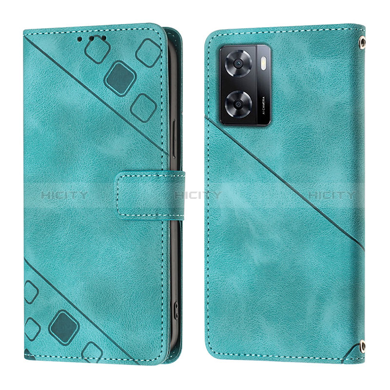 Coque Portefeuille Livre Cuir Etui Clapet YB1 pour Oppo A57e Vert Plus