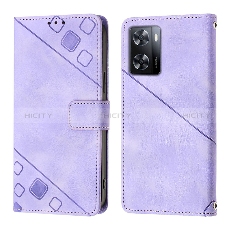 Coque Portefeuille Livre Cuir Etui Clapet YB1 pour Oppo A57e Violet Plus