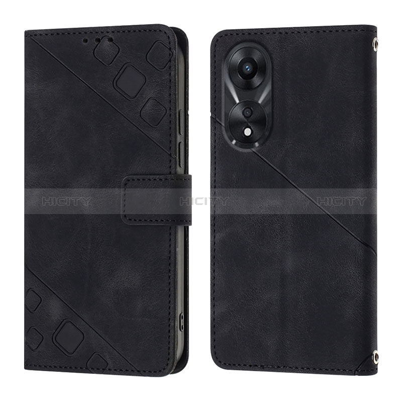 Coque Portefeuille Livre Cuir Etui Clapet YB1 pour Oppo A58 5G Noir Plus