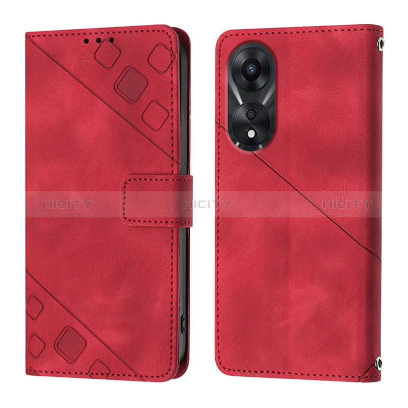 Coque Portefeuille Livre Cuir Etui Clapet YB1 pour Oppo A58 5G Rouge Plus