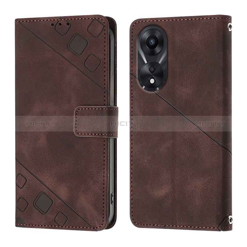 Coque Portefeuille Livre Cuir Etui Clapet YB1 pour Oppo A78 5G Marron Plus