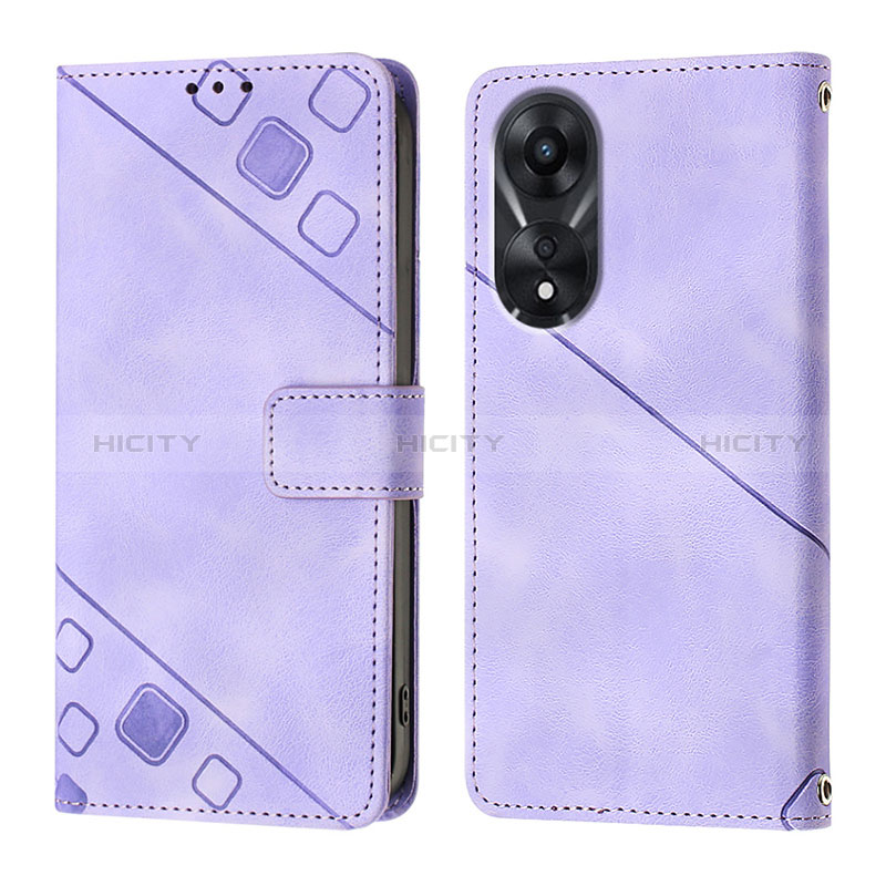 Coque Portefeuille Livre Cuir Etui Clapet YB1 pour Oppo A78 5G Violet Plus