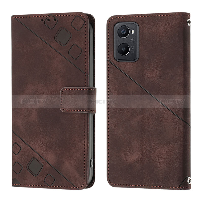 Coque Portefeuille Livre Cuir Etui Clapet YB1 pour Oppo A96 4G Marron Plus