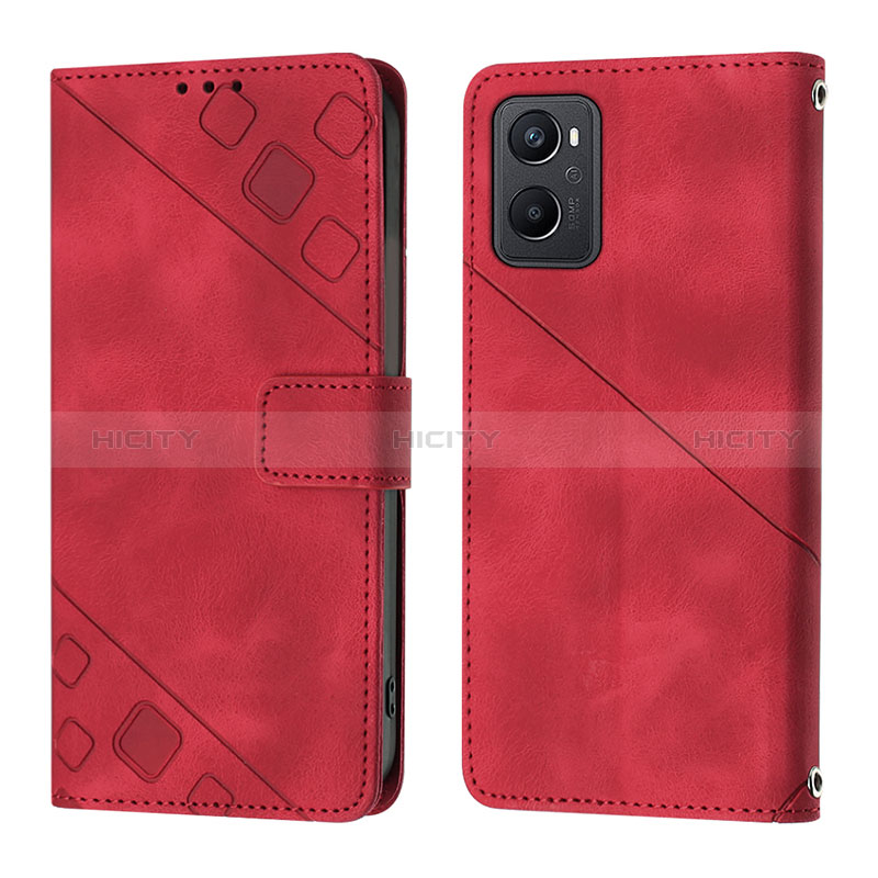 Coque Portefeuille Livre Cuir Etui Clapet YB1 pour Oppo A96 4G Rouge Plus