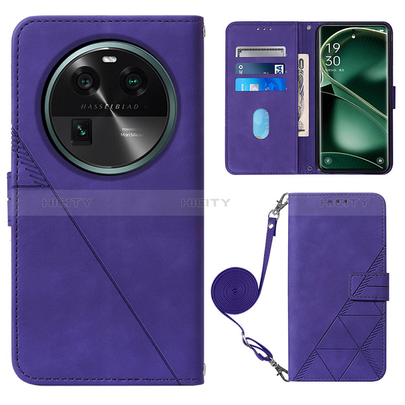 Coque Portefeuille Livre Cuir Etui Clapet YB1 pour Oppo Find X6 Pro 5G Violet Plus