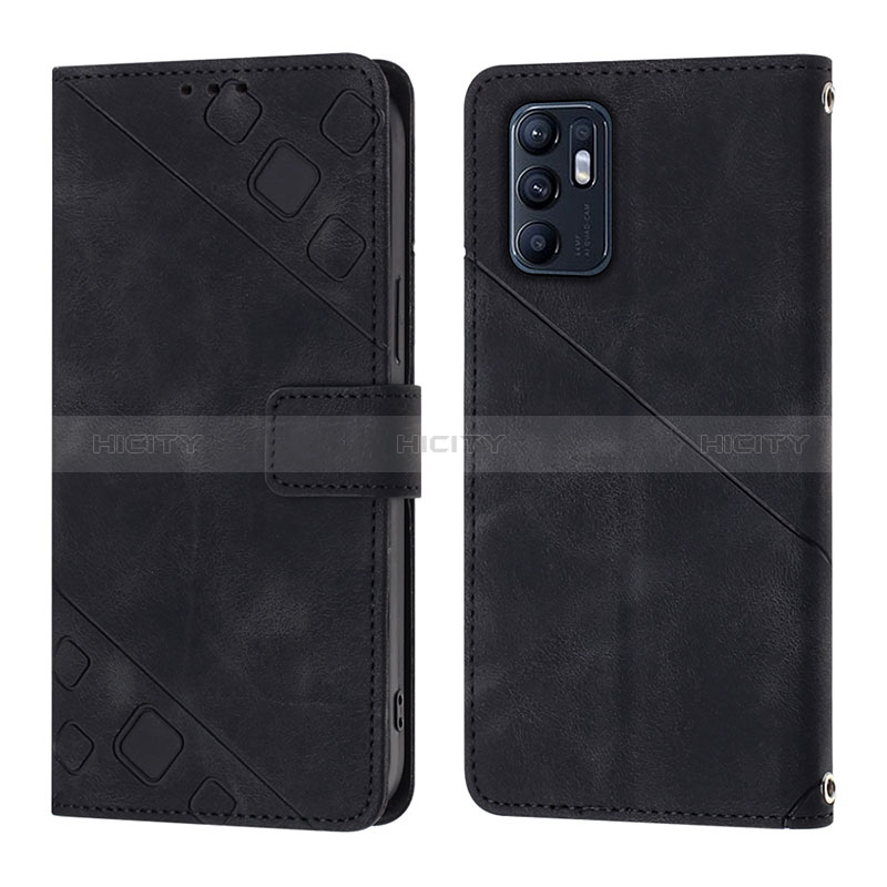 Coque Portefeuille Livre Cuir Etui Clapet YB1 pour Oppo Reno6 5G Noir Plus