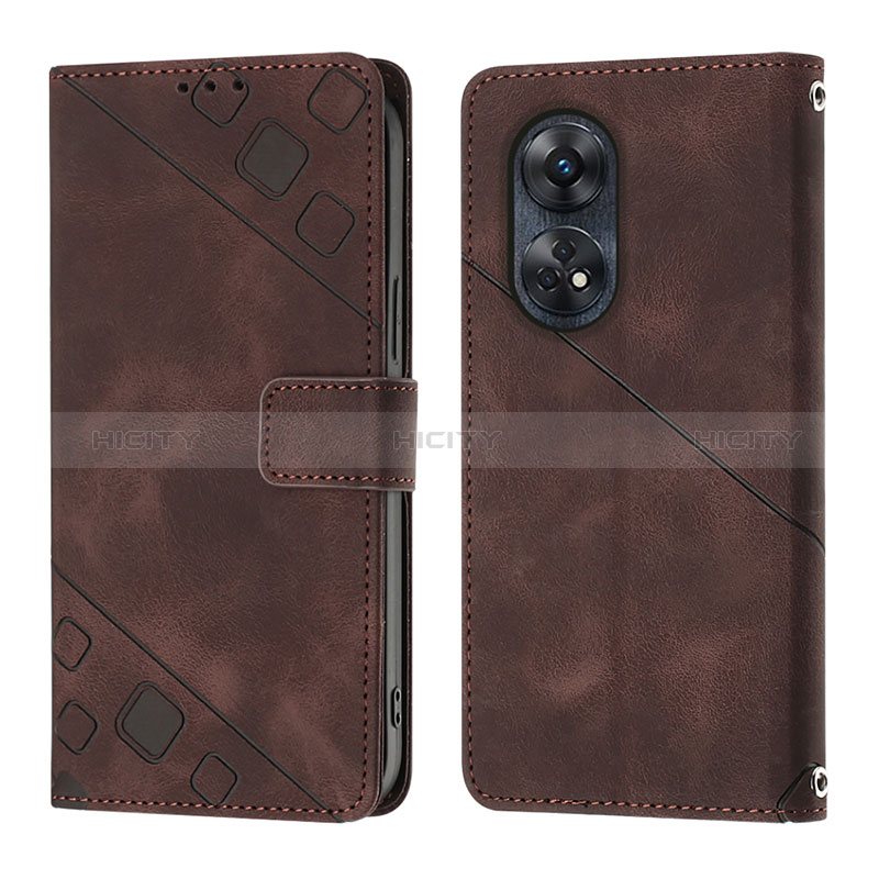 Coque Portefeuille Livre Cuir Etui Clapet YB1 pour Oppo Reno8 T 4G Marron Plus