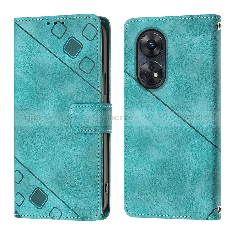 Coque Portefeuille Livre Cuir Etui Clapet YB1 pour Oppo Reno8 T 4G Vert Plus