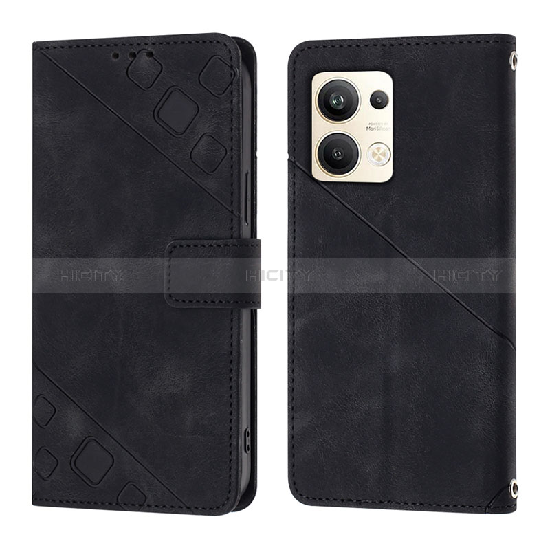 Coque Portefeuille Livre Cuir Etui Clapet YB1 pour Oppo Reno9 Pro+ Plus 5G Noir Plus