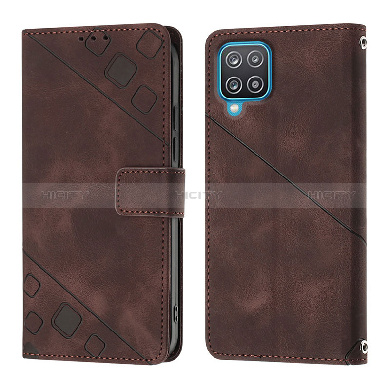 Coque Portefeuille Livre Cuir Etui Clapet YB1 pour Samsung Galaxy A12 5G Marron Plus