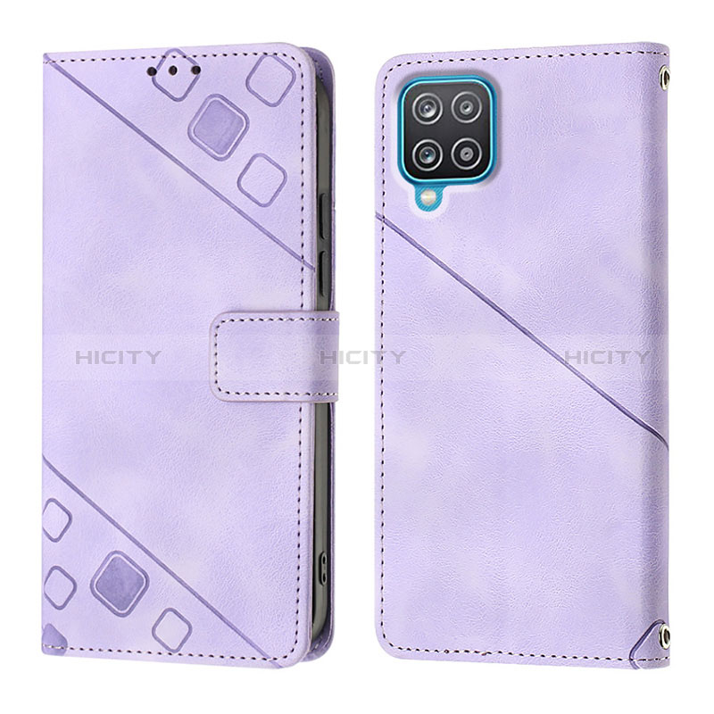 Coque Portefeuille Livre Cuir Etui Clapet YB1 pour Samsung Galaxy A12 5G Violet Plus