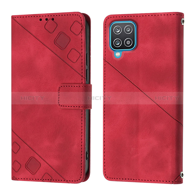 Coque Portefeuille Livre Cuir Etui Clapet YB1 pour Samsung Galaxy A12 Nacho Rouge Plus