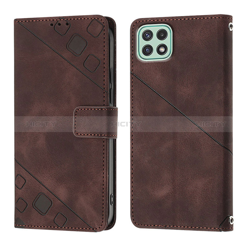 Coque Portefeuille Livre Cuir Etui Clapet YB1 pour Samsung Galaxy A22s 5G Marron Plus