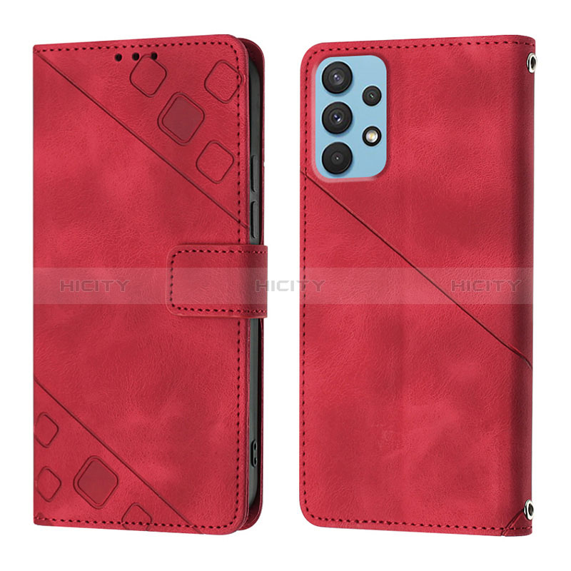 Coque Portefeuille Livre Cuir Etui Clapet YB1 pour Samsung Galaxy A32 4G Rouge Plus