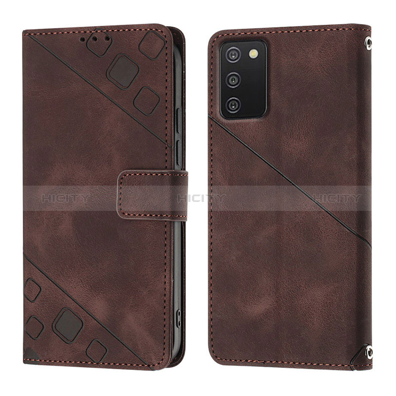 Coque Portefeuille Livre Cuir Etui Clapet YB1 pour Samsung Galaxy M02s Marron Plus