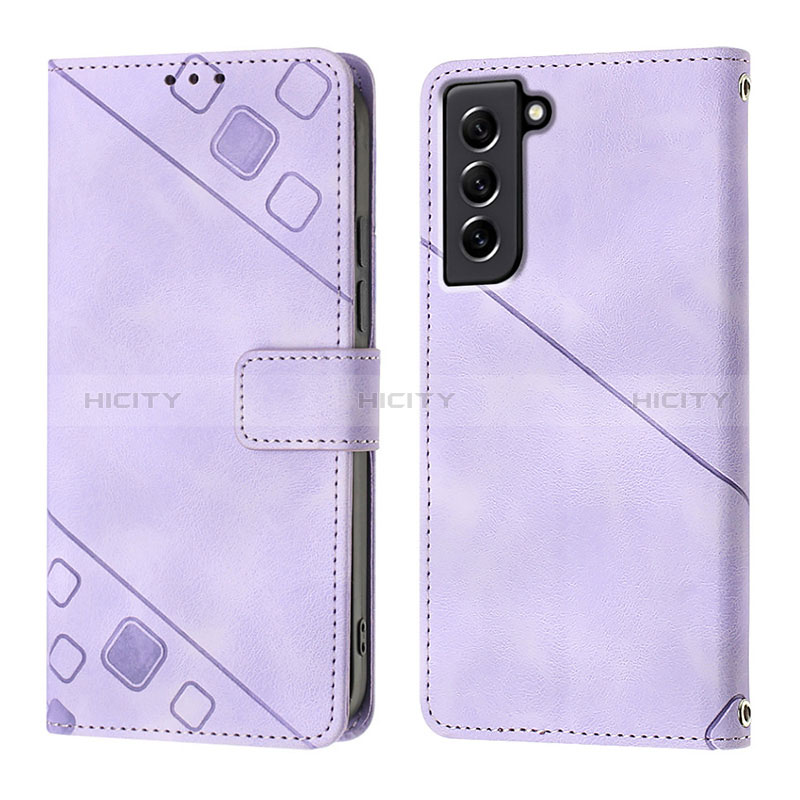 Coque Portefeuille Livre Cuir Etui Clapet YB1 pour Samsung Galaxy S21 FE 5G Violet Plus