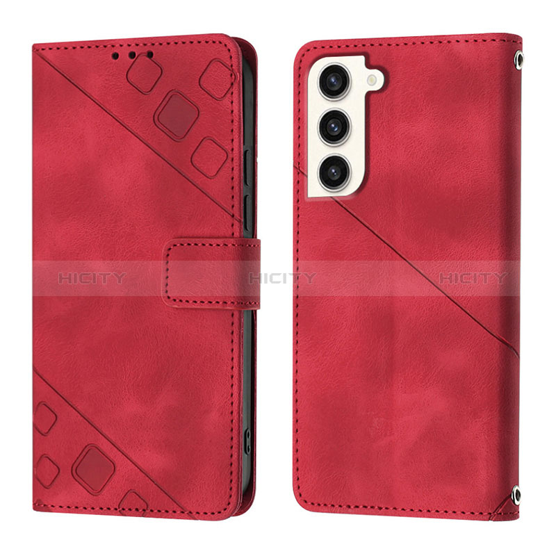 Coque Portefeuille Livre Cuir Etui Clapet YB1 pour Samsung Galaxy S22 5G Rouge Plus