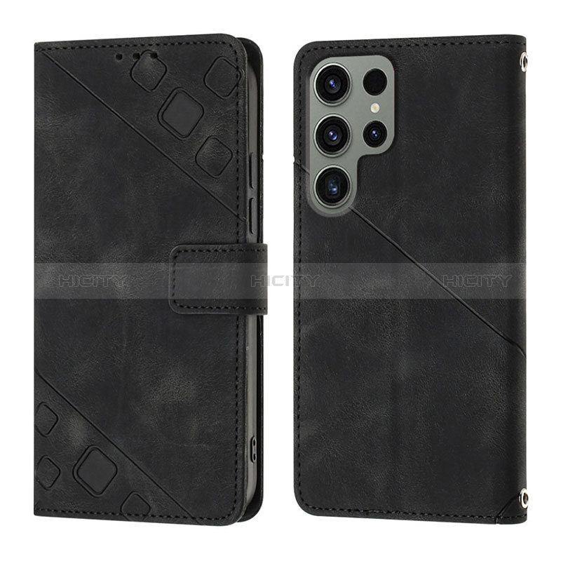 Coque Portefeuille Livre Cuir Etui Clapet YB1 pour Samsung Galaxy S22 Ultra 5G Noir Plus