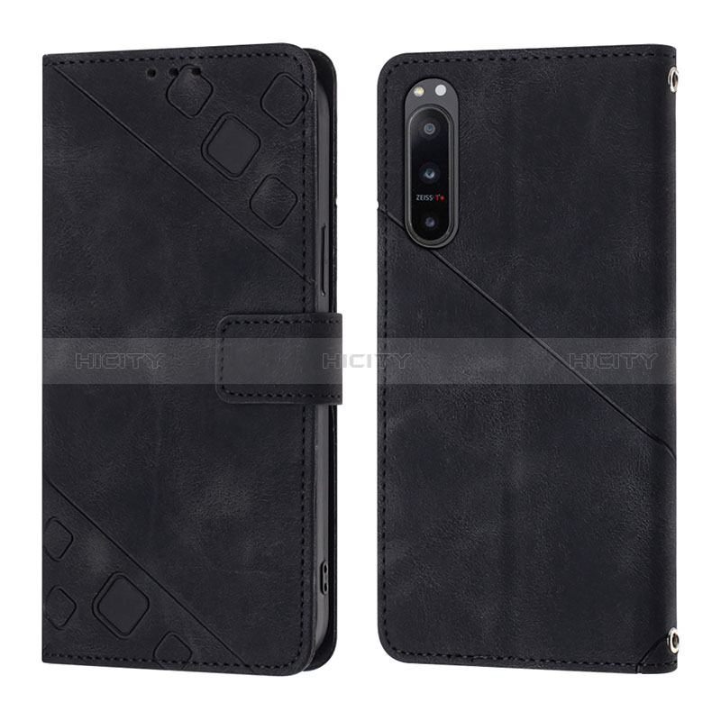 Coque Portefeuille Livre Cuir Etui Clapet YB1 pour Sony Xperia 5 IV Noir Plus