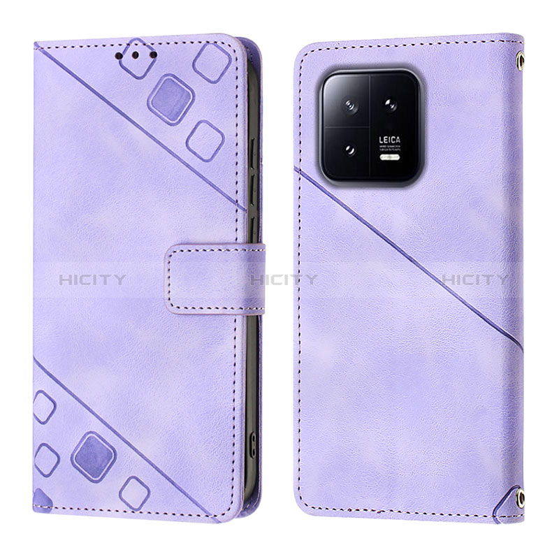 Coque Portefeuille Livre Cuir Etui Clapet YB1 pour Xiaomi Mi 13 5G Violet Plus